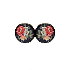 Floral Print Earrings - Rose